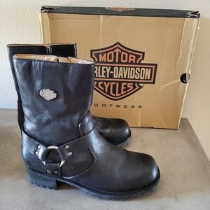 Harley-Davidson Women's Black Ashby Harness Zip Leather Riding Boots - Size 9